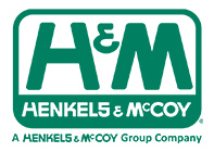 Green and white logo for Henkels & McCoy, a utility construction firm, featuring "H&M" and the company name. No Trimble products are visible.