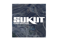 The logo for **Sukut Construction** is displayed over an aerial view of a large-scale grading site utilizing **Trimble Earthworks** technology.