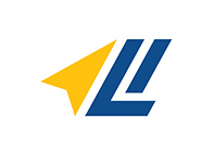 The image shows the logo for **Trimble LOADRITE**, a product line specializing in onboard weighing and payload management solutions. The logo consists of a yellow arrowhead pointing toward a stylized blue letter "L" formed by two parallel slanted bars.